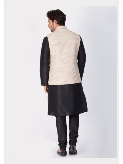 Men Cotton Silk Kurta Modi Jacket and Pyjama Set 