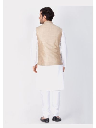 Men Cotton Kurta Modi Jacket and Pyjama Set