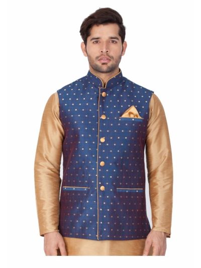 Men Egyptian Woven Jari Jaquard Blended Cotton Modi Jacket