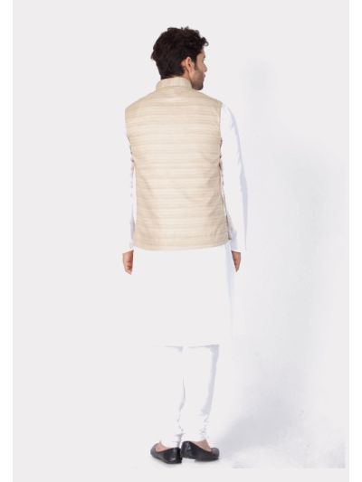 Men Cotton Kurta Modi Jacket and Pyjama Set