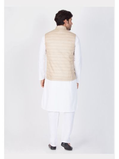 Men Cotton Kurta Modi Jacket and Pyjama Set 