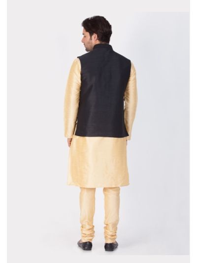 Men Cotton Silk Kurta Modi Jacket and Pyjama Set 