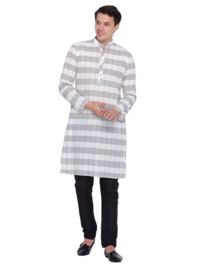 Men White Cotton Kurta and Pyjama Set