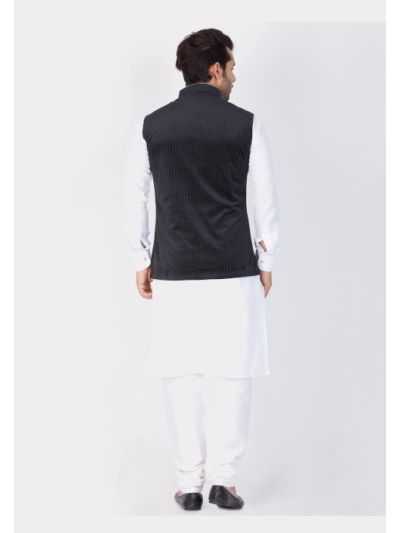 Men Cotton Kurta Modi Jacket and Pyjama Set