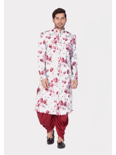 Men Multicolor Cotton Blend Sherwani Set