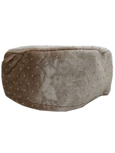 Beige Printed Velvet  Cap With Amama