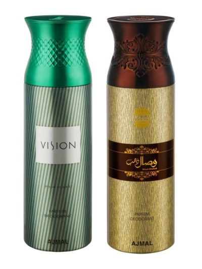 Ajmal Vision Homme & WisalDhahab Deodorant Spray - For Men ( Pack of 2)