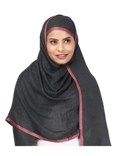 Black Viscose Hijab With Stones