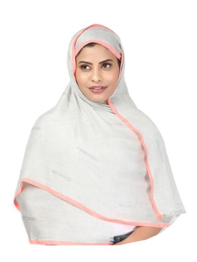 White Viscose Hijab With Stones
