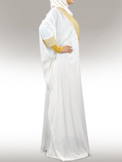 Walidah Hand Embroidered White Kaftan