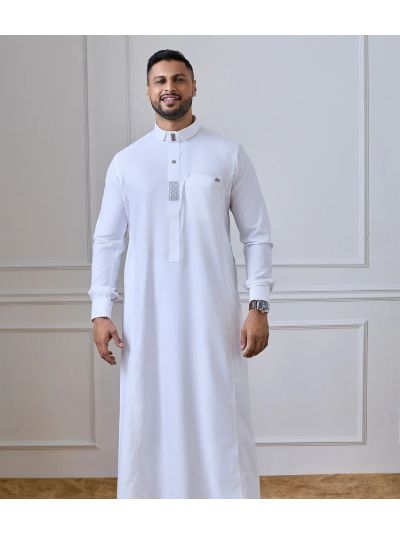 Al Noor White Embroidery Thobe