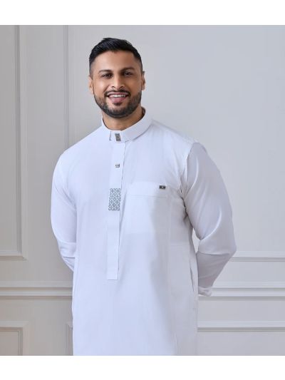 Al Noor White Embroidery Thobe