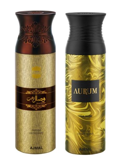 Ajmal Wisal Dhahab & Aurum Deodorant Spray - For Men & Women (Pack of 2)