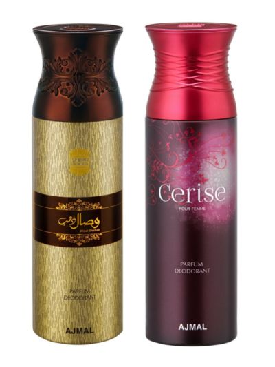 Ajmal Wisal Dhahab & Cerise Deodorant Spray - For Men & Women (Pack of 2)