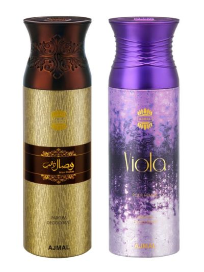 Ajmal Wisal Dhahab & Viola Deodorant Spray - For Men & Women (Pack of 2)