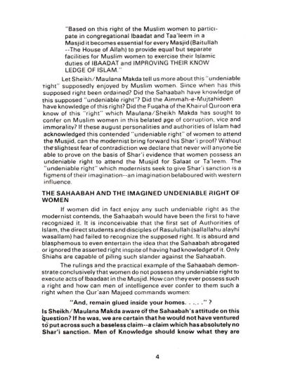 Women in Masaajid and Islam